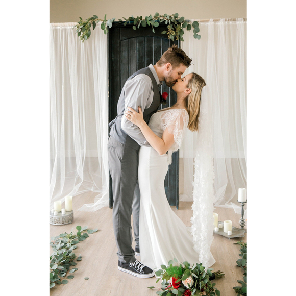 3D Floral Wedding Veil: Handmade Nylon Fingertip Veil Bridal Bride main image 8